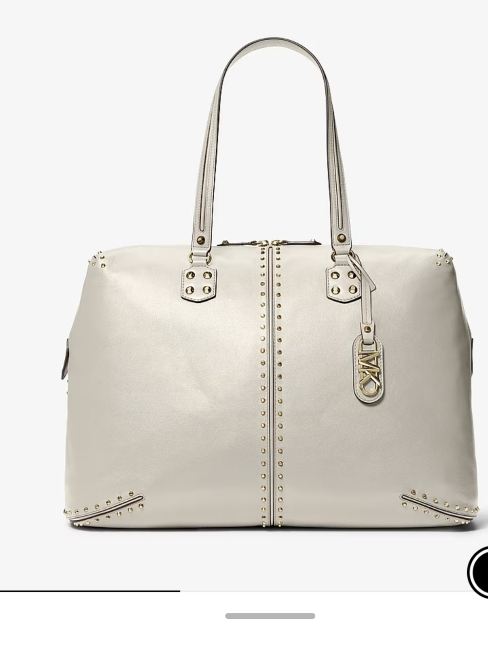 Michael Kors Cream Leather Tote with Gold Stud Accents